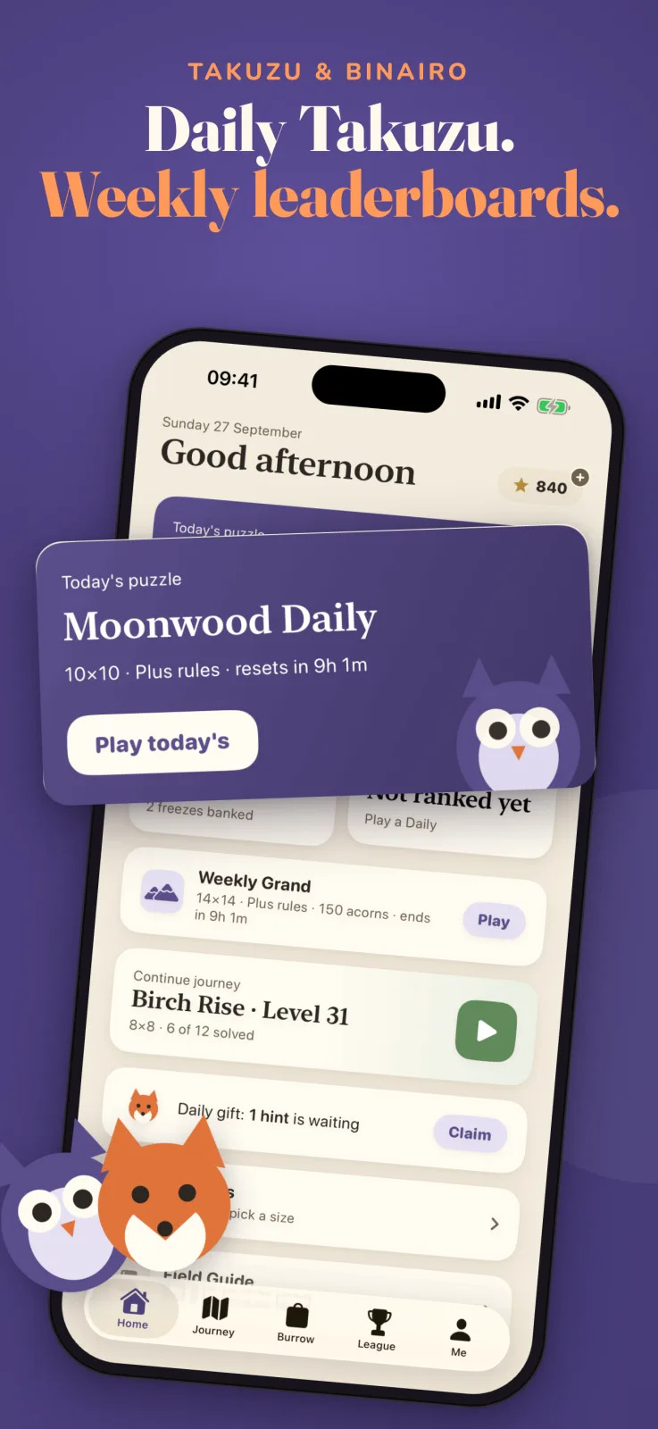 Hoot & Fox on iPhone, screenshot 1